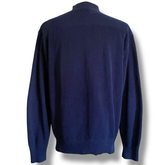 Vintage LL Bean Mens Sweater Sz XL Navy Blue Shawl Collar Cotton Fisherman MiUSA - Picture 4 of 5